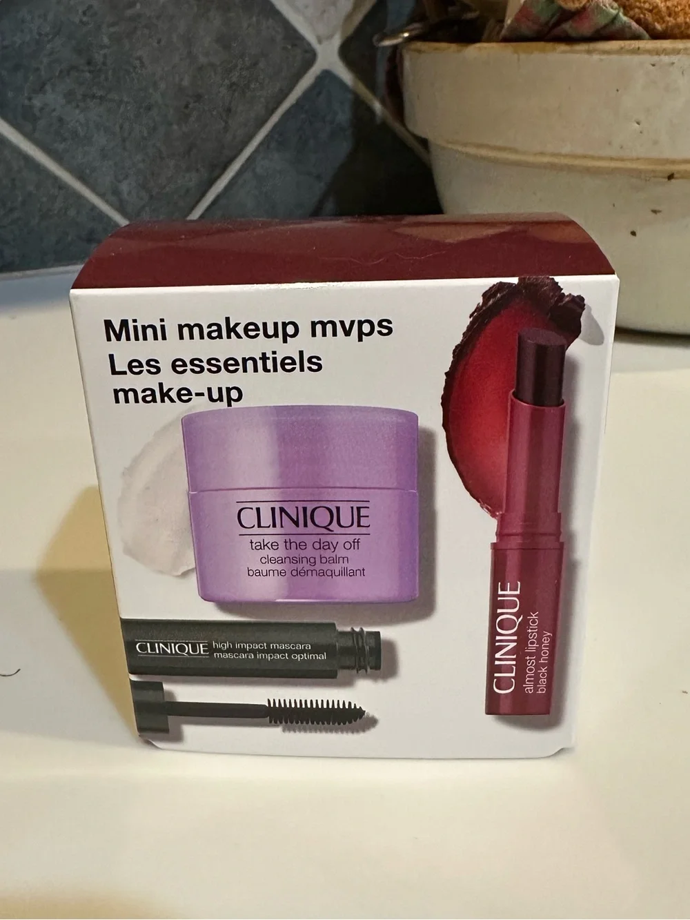 CLINIQUE MINI MAKEUP MVPs LIPSTICK BLACK HONEY HIGH IMPACT MASCARA CLEANSER BALM